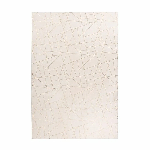 Paris Prix Tapis Géométrique à Poils Longs Bijou Blanc & Or 160 x 230 cm