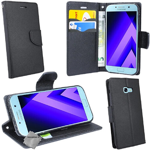 Htdmobiles Housse etui portefeuille pour Samsung Galaxy A5 (2017) + film ecran - NOIR / NOIR