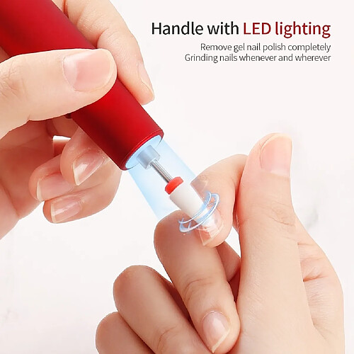 Universal Mini stylo de manucure à ongles, lampe à LED, lime à ongles, Pologne, 30000rpm, téléphone mobile à grande vitesse, ponceuse à ongles en gel UV | perceuse à ongles à fil électrique (rouge)