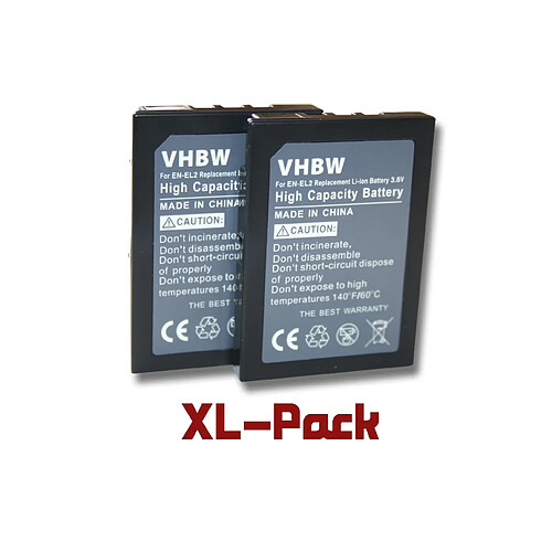 vhbw set de 2 batteries 1000mAh (3.6V) pour appareil photo Nikon Coolpix 2500 3500 SQ remplace EN-EL2.