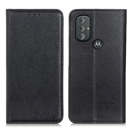 Etui en PU texture litchi, antichoc avec support noir pour votre Motorola Moto G Power (2022)