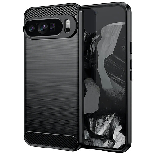 Htdmobiles Coque pour Google Pixel 9 Pro XL - housse etui silicone gel carbone + verre trempe - NOIR