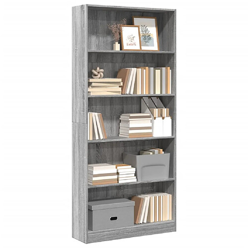 vidaXL Bibliothèque sonoma gris 80x24x176 cm bois d'ingénierie