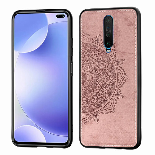 Wewoo Coque Pour Xiaomi Redmi K30 Mandala Housse en tissu gaufré PC + TPU de téléphone portable avec fonction magnétique et dragonne or rose