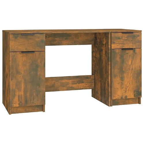 Maison Chic Bureau avec armoire latérale de rangement,Table de travail,Table d'étude Chêne fumé Bois d'ingénierie -GKD51758