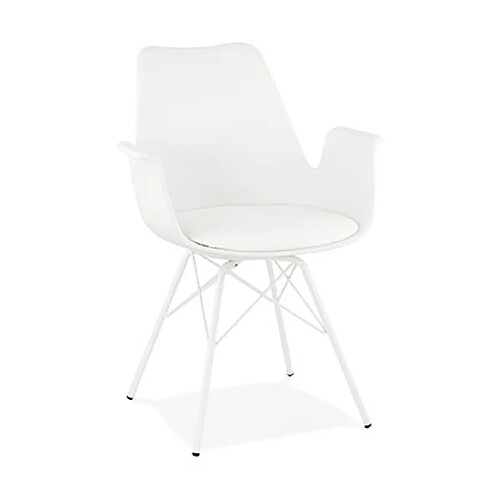 Mes Fauteuil design blanc et piètement en métal blanc - SHAFT