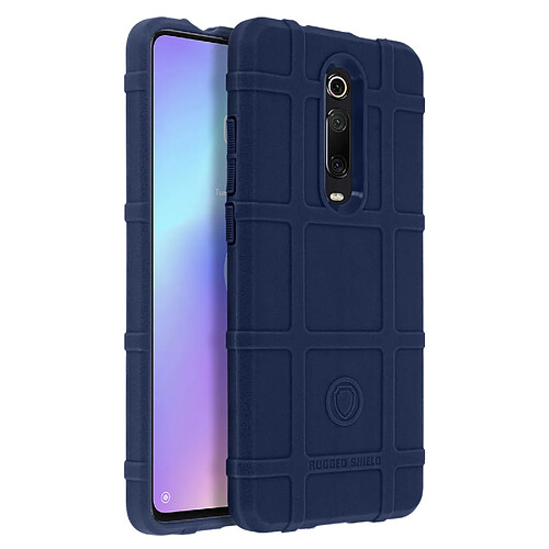 Avizar Coque Xiaomi Mi 9T Antichoc Renforcée Silicone Carreaux Relief Bleu Nuit