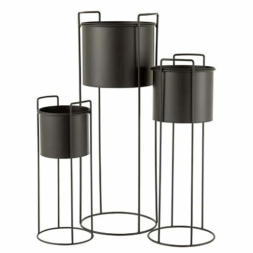 Paris Prix Lot de 3 Cache-Pots sur Pied Métal 80cm Noir