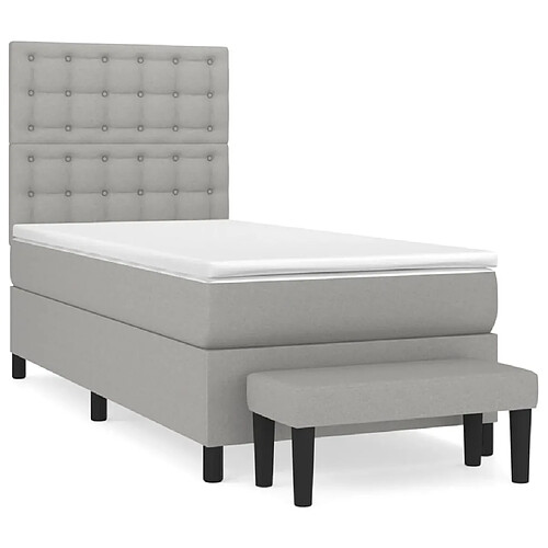 Maison Chic Lit adulte- Lit + matelas,Sommier à lattes de lit et matelas Gris clair 90x190 cm Tissu -GKD30967