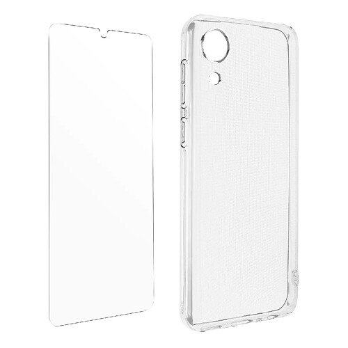 Avizar Coque Samsung Galaxy A03 Core Silicone Souple Film Verre Trempé 9H Transparent