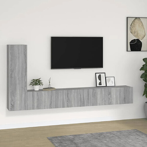 vidaXL Ensemble de meubles TV 3 pcs Sonoma gris Bois d'ingénierie