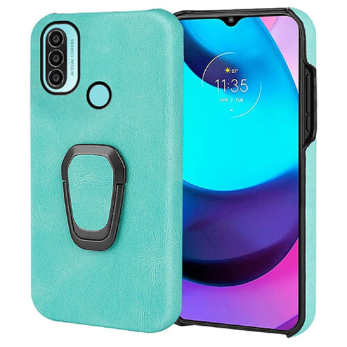 Coque en TPU + PU avec béquille vert clair pour votre Motorola Moto E20/E30/E40