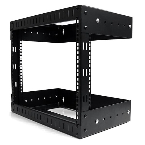 StarTech.com Rack à Cadre Ouvert Noir 8 U - Rack Fixation Murale - Profondeur Réglable