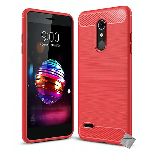 Htdmobiles Coque silicone gel carbone pour LG K11 / K10 (2018) + verre trempe - ROUGE