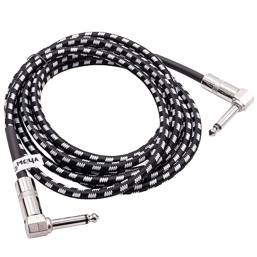 vhbw 3m Câble de guitare Jack AUX 6,35mm compatible avec tous les appareils ayant une interface audio - Câble audio Jack 6,35 mm, coudé, tressé