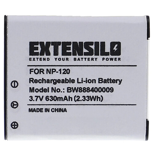 Vhbw EXTENSILO Batterie remplacement pour Casio NP-120, NP-120DBA pour appareil photo, reflex numérique (630mAh, 3,7V, Li-ion)