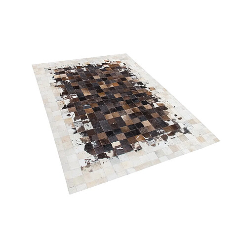 Beliani Tapis en cuir 140 x 200 marron/beige OKCULU