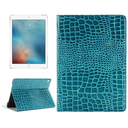 Wewoo Smart Cover bleu pour iPad Pro 9.7 pouces Crocodile Texture horizontale Flip étui en cuir avec Holder & Card Slots & Wallet