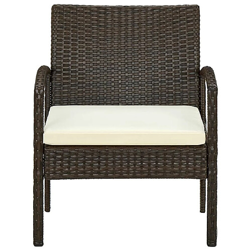 Maison Chic Chaise de jardin avec coussin - Fauteuil d'extérieur Résine tressée Marron -MN20402