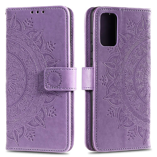 Etui en PU fleur violet pour votre Samsung Galaxy A41