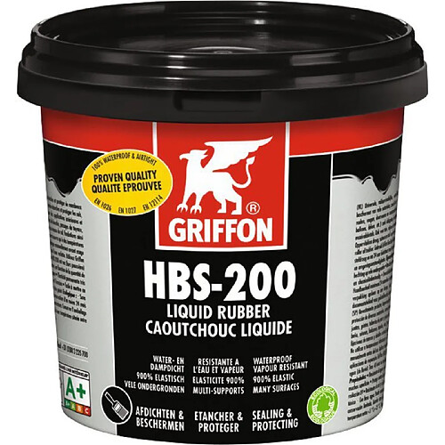 Griffon Enduit de protection universel HBS200 caoutchouc liquide pour étanchéifier à leau et à lair pot de 1l