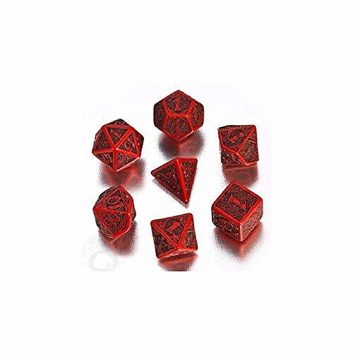 Q-Workshop Celtic 3D Dice Rouge/Noir (7) Jeu de dés