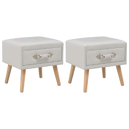 Maison Chic Lot de 2 Tables de chevet - Tables de Nuit Blanc 40x35x40 cm Similicuir