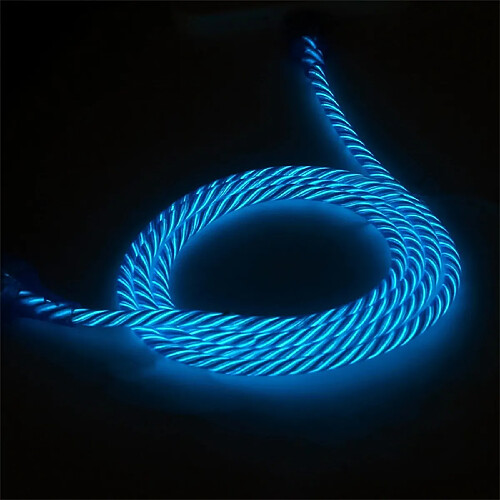 Ledwood Câble de Charge Lumineux USB-A/Micro-USB 1M Bleu