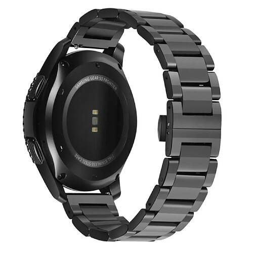 Bracelet en métal 22mm trois perles avec fermoir papillon noir pour votre Huawei Watch GT/Honor Watch Magic