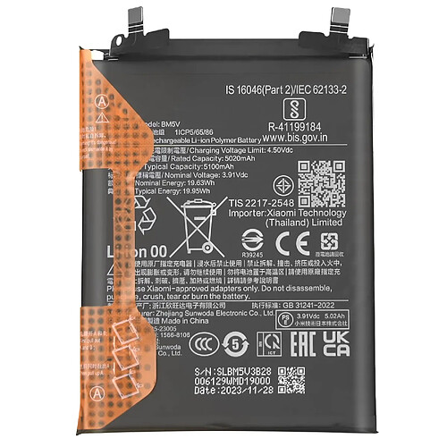 Avizar Clappio Batterie pour Xiaomi Redmi Note 13 Pro et Poco X6 5000mAh modèle BM5V Noir