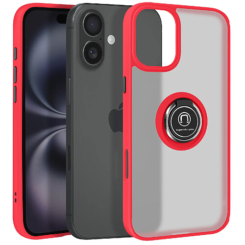 Avizar Coque pour iPhone 16 Plus Bague Métallique Support Vidéo Rouge