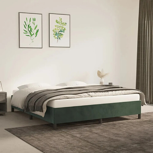 Maison Chic Lit adulte - Lit simple Cadre de lit,Structure du lit Contemporain Vert foncé 180x200 cm Velours -MN91128