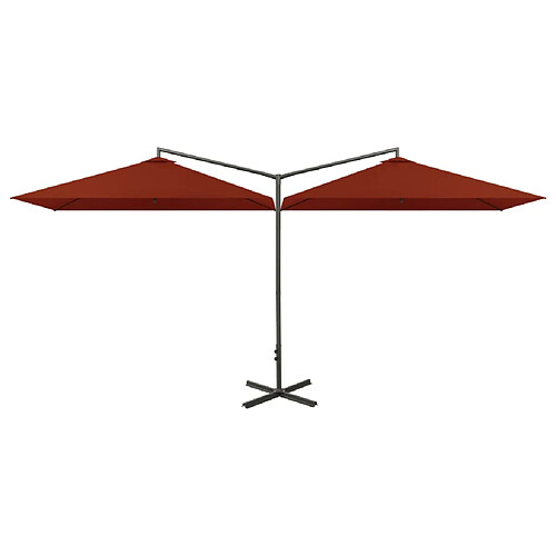 Helloshop26 Parasol double avec mât en acier terre cuite 600 x 300 cm 02_0008436