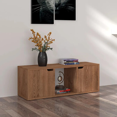 vidaXL Meuble TV Chêne marron 88,5x27,5x30,5 cm Bois d’ingénierie