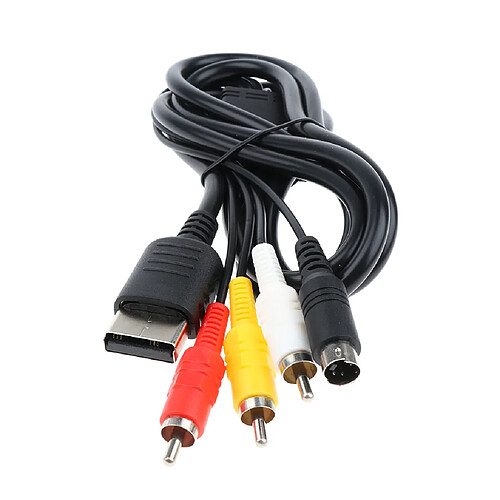 4 en 1 Câble RCA Jack Audio Vidéo pour Sega Dreamcast DC - en PVC et Alliage 1.8 Mètres Noir