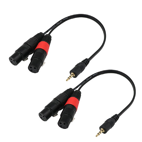 2x Câble Adaptateur Stéréo Voiture 2 XLR Femelle Jack Audio Convertisseur Y Splitter Haut-parleur