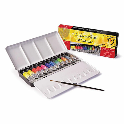 Raphael Boîte métal aquarelle - 12 tubes 10 ml