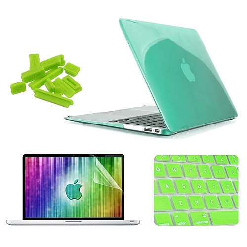 Wewoo Housse Étui vert pour MacBook Air 13,3 pouces 4 en 1 Crystal Hard Shell de protection en plastique avec protecteur d'écran et clavier de bouchons anti-poussière