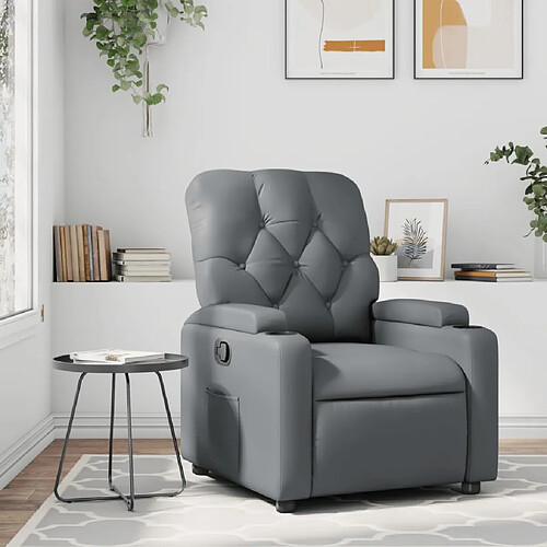 vidaXL Fauteuil inclinable Gris Similicuir