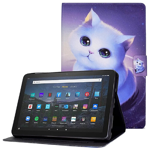 Etui en PU avec support et porte-carte pour votre Amazon Fire HD 10 Plus (2021) - chat