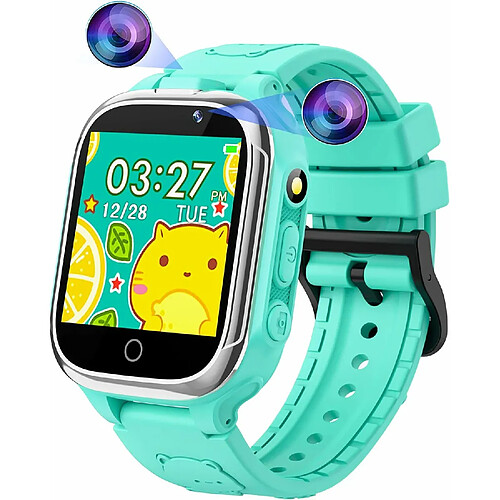 Vendos85 Montre Intelligente pour Enfants 24 Jeux Podomètre Calorique avec 2 Caméras vert