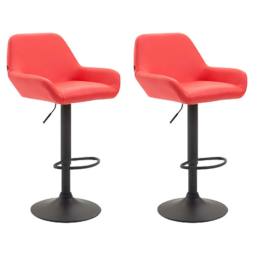 Non Lot de 2 tabourets de bar Braga simili cuir noir