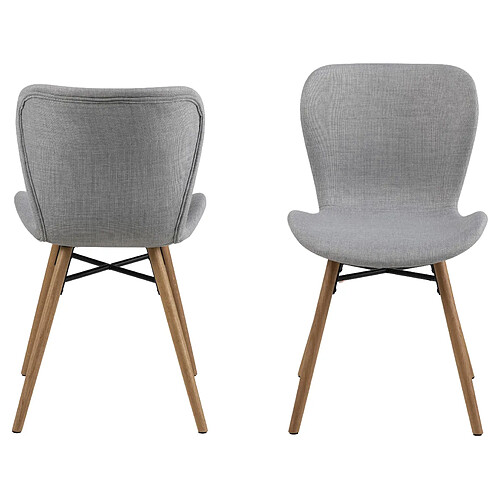 Mes Lot de 2 chaises repas 47x53x82,5 cm en tissu gris - NANTIS