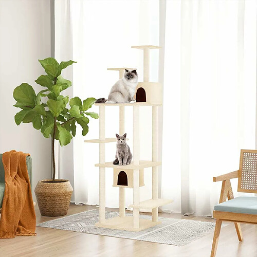 Arbre à chat avec griffoirs,niche pour chat en sisal Crème 176 cm -MN25819