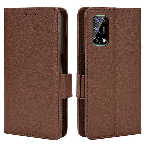 Etui en PU texture litchi avec support, marron pour votre Realme V5 5G/Q2/7 5G/Oppo K7x