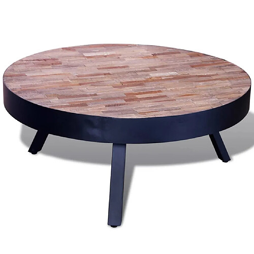 vidaXL Table basse ronde Bois de teck recyclé