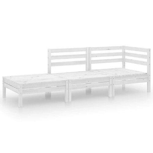 Maison Chic Salon de jardin 3 pcs - Table et chaises d'extérieur - Mobilier/Meubles de jardin Moderne Blanc Bois de pin massif -MN82828