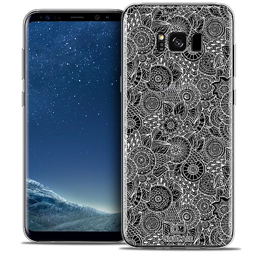 Caseink Coque Housse Etui Samsung Galaxy S8+/ Plus (G955) [Crystal Gel HD Collection Dentelle Florale Design Blanc - Souple - Ultra Fin - Imprimé en France]