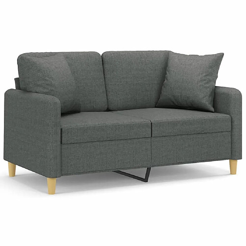 Maison Chic Canapé 2 places avec oreillers,Sofa de Salon,Canapé droit gris foncé 120 cm tissu -GKD389427