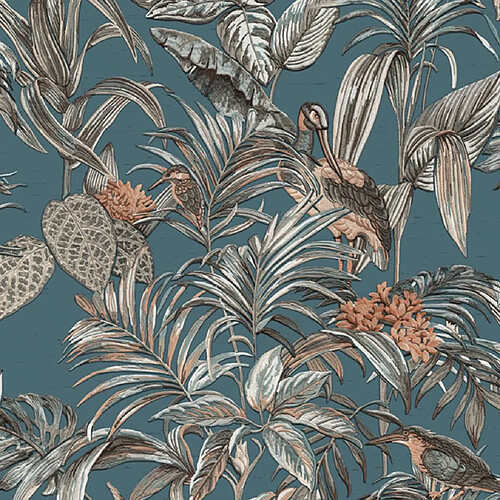 DUTCH WALLCOVERINGS Papier peint Bird-of-Paradise Bleu